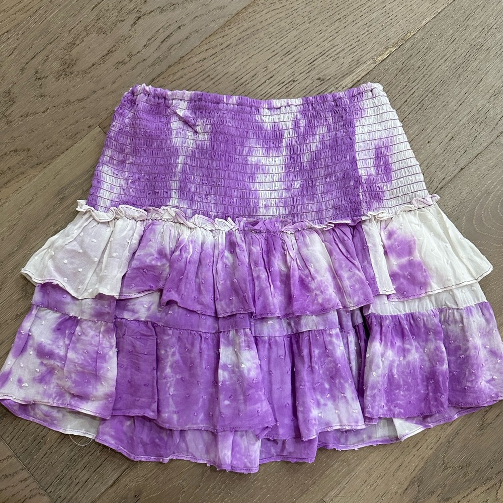 Sklar & Madison purple and white flowy mini skirt